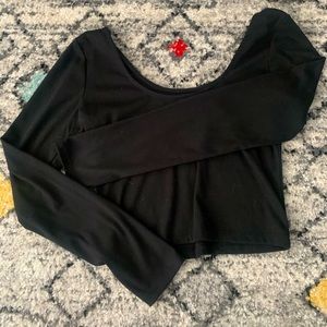 Black Long Sleeve Crop Top